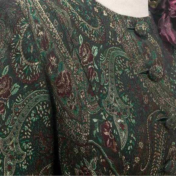 John Anthony Couture Green Paisley Evening Jacket - Picture 9 of 11